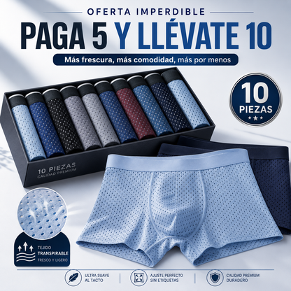 Bóxers Premium Para Hombre: Paga 5 y Llévate 10 con Frescura Todo el Día