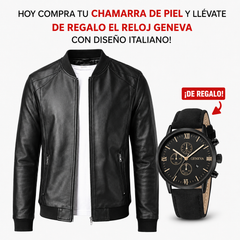 Chaqueta de Cuero + Reloj italiano